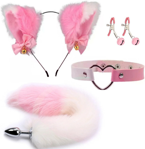 Fox tail anal plug collar - tail,
